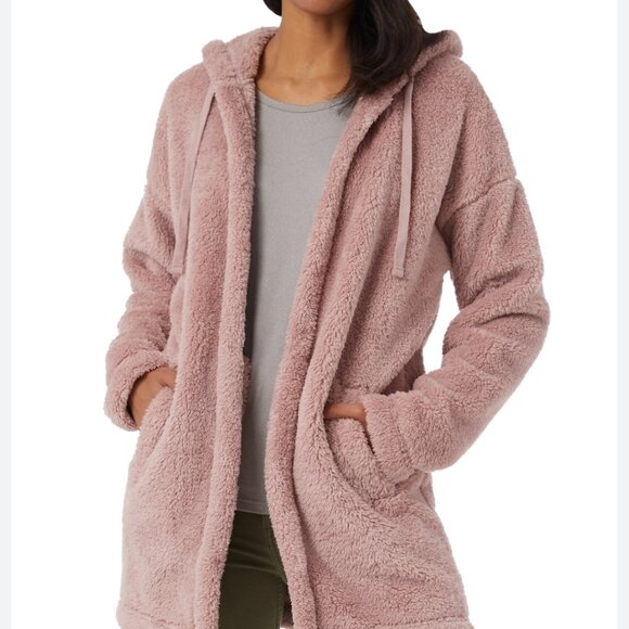 32 Degrees | Women's | Crepe Pink | Sherpa | Hooded Open Cardigan | Size L - Picture 1 of 9